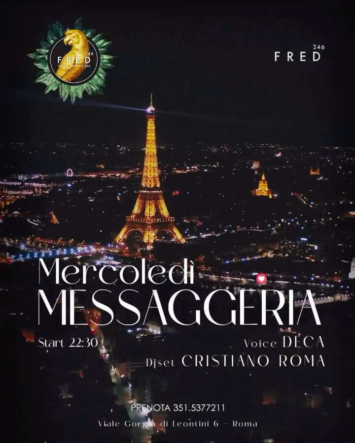 FRED - La Serata dei Nuovi Incontri 

 Messaggeria Club

 Tutti i mercoledì

 Da...