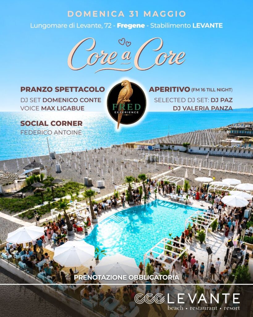FRED SBARCA AL LEVANTE 

Il 31 MAGGIO ci prendiamo la scena a Fregene
Una giorna...