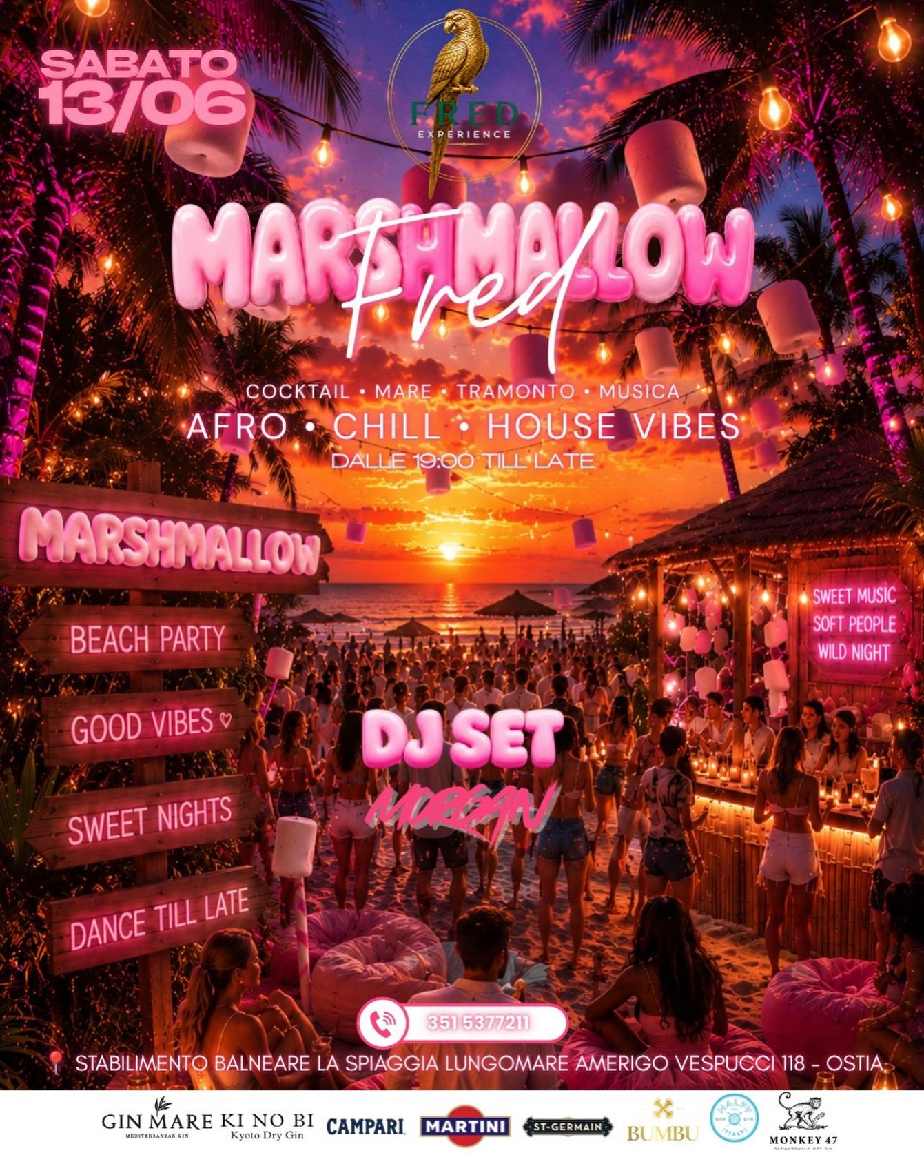 MARSHMELLOW BEACH PARTY 

Ogni sabato vivi il tramonto sul mare con il nostro es...